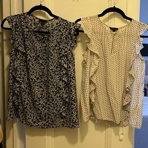2 J. Crew Silk Flutter Sleeve Patterned Top Bundle
